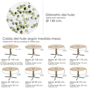 Tovaglia rotonda in tela cerata antimacchia, 140 cm. Foglie Verdi - Product Image 5
