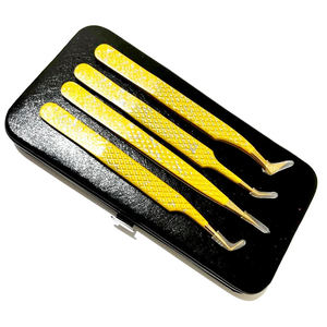 90 Degree Angle Stainless Steel Pink White Diamond Grip <b>Eyelash</b> <b>Extension</b> Tweezers Lash Tweezer - Product Image 6