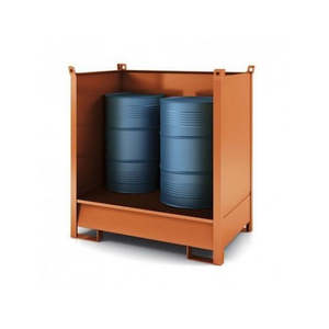 4x200 Litre Sheet Metal <b>Container</b> with Tub Three Sides <b>Storage</b> Equipment for Chemicals - Product Image 1