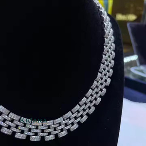 Lab Grown Diamond <b>Statement</b> <b>Necklace</b> Round Brilliant Cut Geometric Link Chain S925 Rhodium Plated Luxury Unisex - Product Image 4