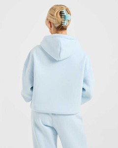 Meilleure vente bleu pastel sweat à capuche zippé classique en peluche surdimensionné anti-rides respirant écologique avant pour femme avec logo de gymnastique - Product Image 6