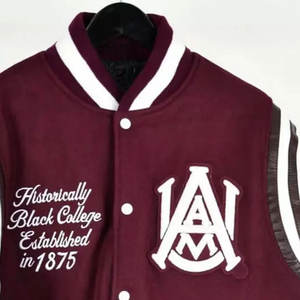 Alabama A & M University Style Wool Body Mangas de cuero Varsity Jacket Collegiate Letterman Jacket OEM ODM Fabricante a granel - Product Image 3