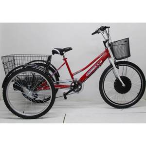 Tricycle électrique de marchandises rouge certifié CEE, 1000W, motorisé, pour passagers, à carrosserie ouverte, vélo électrique de marché pour usage passagers - Product Image 1