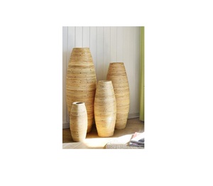 Macetas grandes de ratán hechas a mano de bambú de Metal más vendidas, macetas para interiores y exteriores, macetas altas para jardín, cesta de ratán - Product Image 1