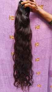 Extensiones de cabello humano indio natural ondulado recto de grado templo indio auténtico - Product Image 5