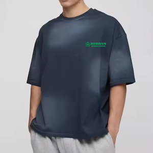 T-shirt décontracté surdimensionné pour homme Behram International 100 % coton, coupe ample à épaules tombantes, col montant étendu, haute qualité - Product Image 4