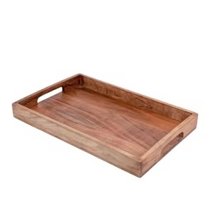 Bandejas de madera con acabado natural de tacto suave, calidad hecha a mano para cocinas y mesas de comedor que mejoran con bandejas ecológicas - Product Image 1