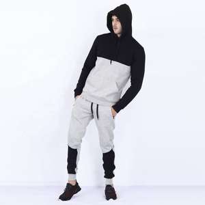 Survêtement d'hiver noir uni en gros, imprimé sur mesure, ajusté, 2 pièces, 100% coton, survêtement de sport personnalisé pour hommes et unisexe - Product Image 5