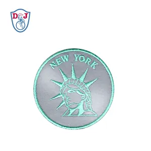 टोपी के लिए गोल कढ़ाई वाला न्यूयॉर्क पैच रिफ्लेक्टिव फैब्रिक लिबर्टी पैच