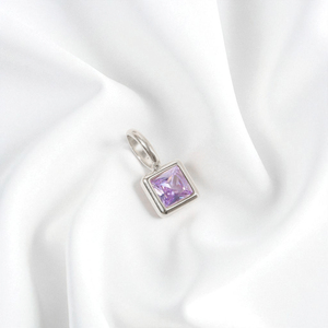 925 Sterling Silver DIY <b>Charms</b> Necklace Alexandrite Quartz Square Cut Gemstone Birthstone Stainless Fashion Pendants <b>Charms</b> - Product Image 1