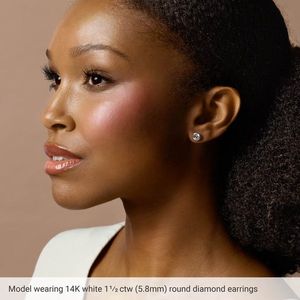 Pendientes de Diamantes con Engaste Redondo en Oro de 14K/18K Estilo Cóctel, Forma de Bola para Fiesta, Tecnología de Incrustación en Oro Amarillo y Rosa - Product Image 3
