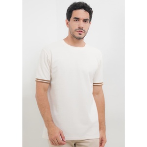 Camiseta de cuello redondo de algodón 100% de gran tamaño de lujo para hombre, patrón sólido para una ropa de verano perfecta - Product Image 1