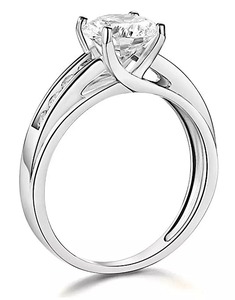 925 <b>Sterling</b> <b>Silver</b> Moissanite Engagement Wedding Eternity <b>Band</b> <b>Ring</b> 3 Ct Round Prong Setting Certified Real Elegant and Durable - Product Image 3