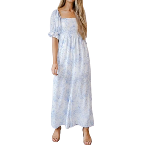 Combinaison blanche et bleue tendance pour femmes de qualité exportée à la mode Robe pour femmes taille ample à vendre d'Inde - Product Image 1