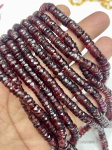 Cuentas facetadas de granate rojo natural AAA en forma de neumático Heishi, hebra de 14 pulgadas, aproximadamente 6-7 mm - Product Image 5