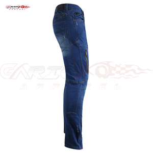 Thông gió mỏng phù hợp với Biker quần xe máy Aramid quân tiếp viện đầu gối và hông của nam giới căng quần jeans denim màu xanh - Product Image 4