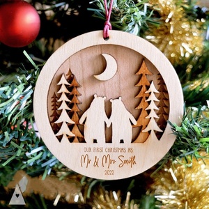 Ours de Noël religieux personnalisé, plateau en bois découpé au laser pour couple, table décorative en contreplaqué, boîtes en bois artisanales, enseignes murales - Product Image 6