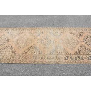 Alfombra Turca Clásica Vintage Hecha a Mano Ecológica Beige Marrón Lana Pila Media Patchwork Diseño 4x12ft Rectangular Pasillo Adolescente - Product Image 4