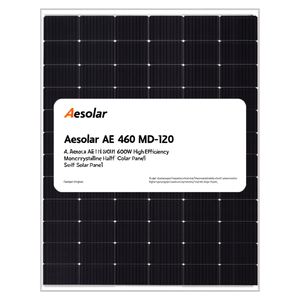 แผงโซลาร์เซลล์โมโนคริสตัลไลน์แบบฮาล์ฟเซลล์ Aesolar AE 460 MD-120 600W ประสิทธิภาพสูง - Product Image 2