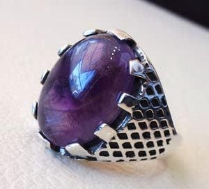 Anillo de Plata de Ley 925 con Diseño Árabe y Piedra Preciosa de Amatista Natural, Novedad en Joyería para Hombre, Piedra de Nacimiento de Febrero - Product Image 2