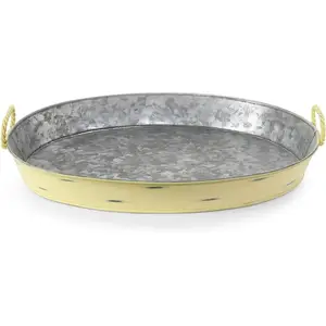 AK Messing Beste Qualität Metall Gelb Farbe Tablett Mit Oval geformten Indoor Party Küche Zubehör Kaffee Tee Essen Servier platte