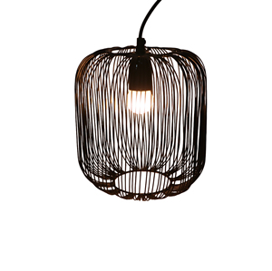 Black Farmhouse Industrial Pendant <b>Light</b> with Metal Cage Adjustable Height Dimmable <b>Ceiling</b> Lighting for Home Office Kitchen <b>Bar</b> - Product Image 6