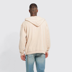 Sweat à capuche en coton éponge de haute qualité pour hommes avec logo personnalisé et fermeture à glissière intégrale pour la saison d'hiver. - Product Image 2