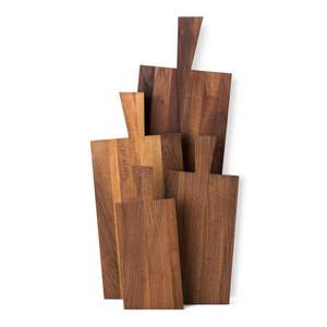 Planche à servir en noyer de forme irrégulière architecturale |   Planche à pain en bois décorative avec poignée sur pied Planche à pizza artisanale - Product Image 3