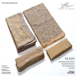 Hecho a mano indio y paquistaní Duppata bordado Organza arrugado gasa y Parte delantera trasera y mangas bordado vestido de fiesta tela - Product Image 2