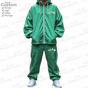 Survêtement coupe-vent en nylon unisexe Ensemble 2 pièces coupe-vent surdimensionné Veste et pantalon coupe-vent pour hommes et femmes - Product Image 1