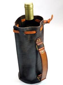 Porte-bouteille de vin monogramme personnalisé fabriqué à la main en cuir véritable porte-bouteille portable pour les fêtes OEM-ALW - Product Image 5