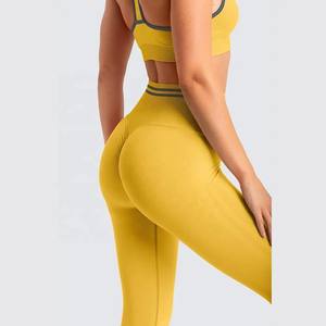 Ensembles de fitness d'entraînement uni de couleur personnalisée pour femmes Leggings avec combinaison de sport pour la pratique du yoga - Product Image 6