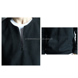 Custom Logo Sweatshirt Men's Crew Neck <b>Velvet</b> Thickened Fleece New Trendy Long Sleeve 14 Quarter Zip Pullover <b>Shirt</b> - Product Image 6