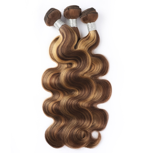 Extensiones de cabello humano con ondas corporales alineadas con cutícula brasileña virgen Color Piano - Product Image 6