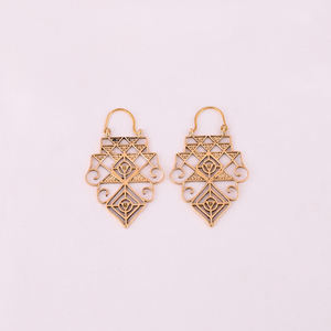 Boucles d'oreilles pendantes tendance en laiton plaqué or, style treillis, Luxvory pour femmes - Product Image 1