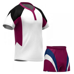 Uniformes de Rugby Blancos/Granate Ropa de Equipo Elegante Tela Duradera Ajuste Cómodo Ideal para Partidos de Rugby Competitivos - Product Image 1