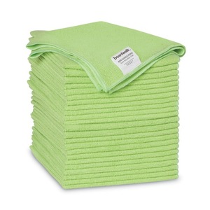 Paños de Limpieza de Microfibra Boardwalk 2164037, 16 x 16 Pulgadas, Cuadrados Verdes, Paquete de 24, para Limpieza de Autos, 200 g/m², Poliamida para Vidrio - Product Image 1
