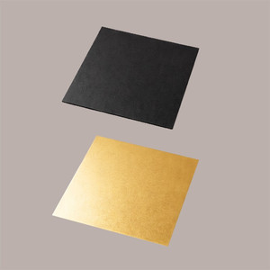Gold and Black 14x14 cm Square <b>Cake</b> <b>Board</b> Tray 10 kg Capacity Food Grade Paper Rigid and Durable - Product Image 1