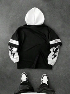 Sudadera de cuello redondo para hombre, tejido de algodón y felpa, suave y cómoda, manga larga, ideal como sudadera con capucha para el gimnasio, uso diario, moda casual. - Product Image 3