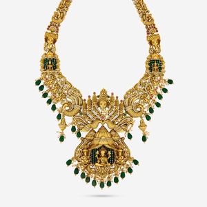 Collar de cadena de latón chapado en oro para boda con cuentas de diamantes religiosas - Product Image 1