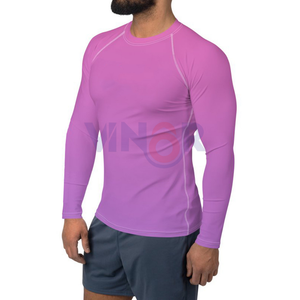 Chemise de gymnastique de compression à manches longues respirante de haute qualité pour hommes Hot Trending Rash Guard avec logo personnalisé Design en tissu uni - Product Image 5