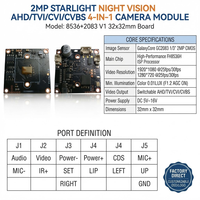Module de caméra 4-en-1 Starlight 2MP en gros 32x32mm FH8536H GC2083 pour moniteurs de camions, fourgons, bus, VR et véhicules utilitaires