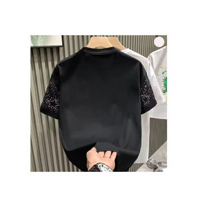 Camisetas de hombre de la mejor calidad con diamantes de imitación 100% algodón MOQ bajo mejor precio decoraciones de diamantes de imitación Premium para hombres - Product Image 3