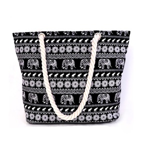 Sac fourre-tout en toile de coton imprimé personnalisé pour femmes, été 2025, avec fermeture éclair, grande capacité, sac de plage - Product Image 3