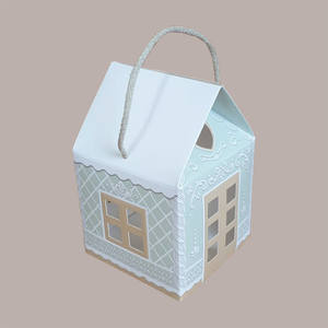 20pcs <b>Small</b> Green <b>Cardboard</b> House Christmas Gift <b>Box</b> with Drawstring 120x120H110mm for Holiday Decorations - Product Image 3