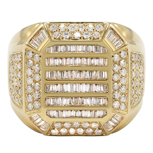 Estuche de lujo personalizado de oro de 10K, 14K, 18K para estilo Hip Hop, forma redonda, Baguette Iced VVS Lab Grown, anillo de bodas de diamante completo - Product Image 1