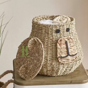 Nouveau panier écologique en jacinthe d'eau pour chiots forme rectangulaire OEM personnalisable de HNH Craft - Product Image 5