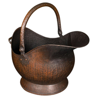 Seau à charbon en métal finition antique en laiton avec poignée Ensemble de cheminée fait main de haute qualité et accessoires Seau à charbon