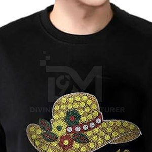 Sweat-shirt à strass de couleur unie pour hommes, vêtements d'hiver pour hommes, sweat-shirt à strass à la mode, sweat-shirt à strass pour hommes - Product Image 4