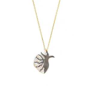 Collier Mevlana en argent sterling 925 avec pierres jaunes, noires et blanches serties en clos, symbole religieux islamique - Product Image 3